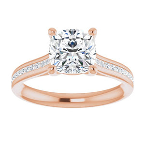 Cushion & Diamond Band Engagement Ring
