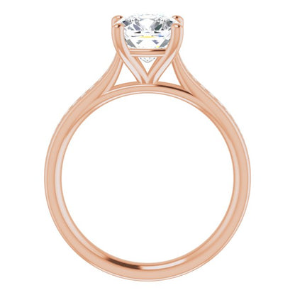 Cushion & Diamond Band Engagement Ring