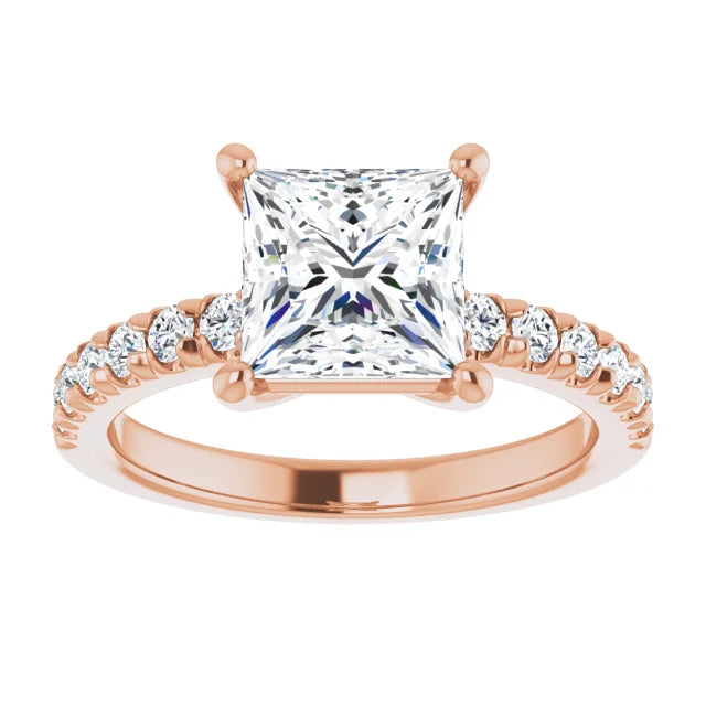 Princess Four Claw Set Style Engagement Ring