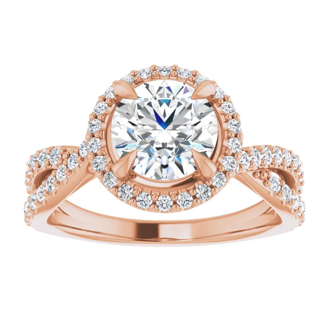 Round Brilliant Twist Halo Style Engagement Ring