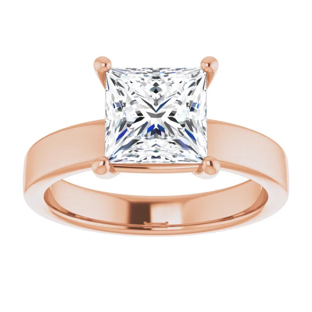 Princess Wide Band Solitaire Engagement Ring