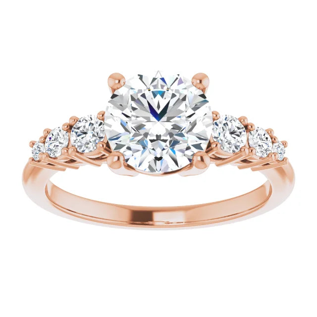 Round Brilliant Multi Stone Accent Style Engagement Ring