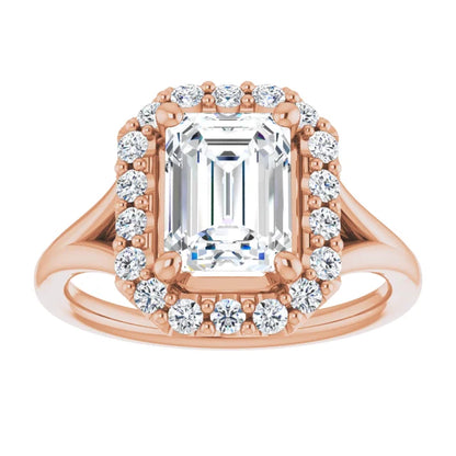 Emerald Halo Style Engagement Ring
