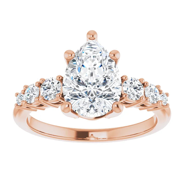 Pear Multi Stone Accent Style Engagement Ring
