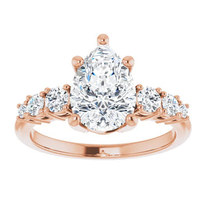 Pear Multi Stone Accent Style Engagement Ring