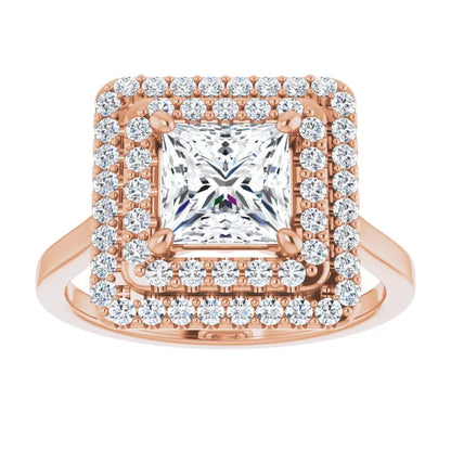 Princess Double Halo Style Engagement Ring