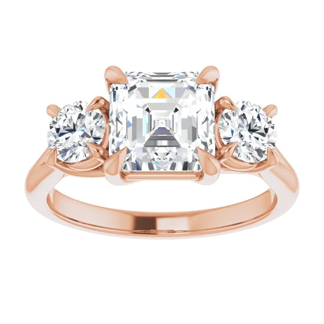 Asscher Accent Engagement Ring