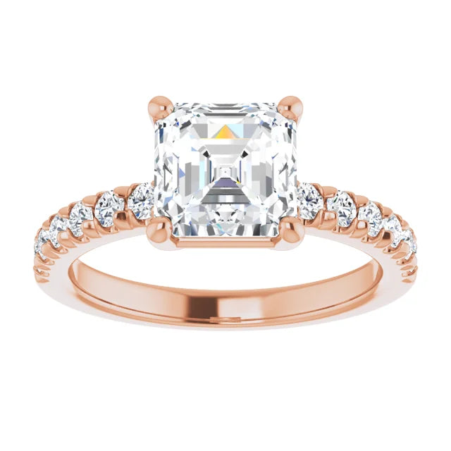 Asscher Four Claw Set Style Engagement Ring