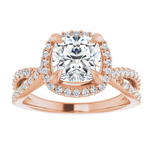 Cushion Twist Halo Style Engagement Ring