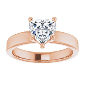 Heart Wide Band Solitaire Engagement Ring