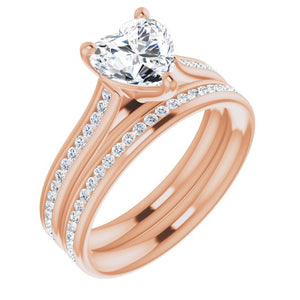Heart Diamond Band Engagement Ring