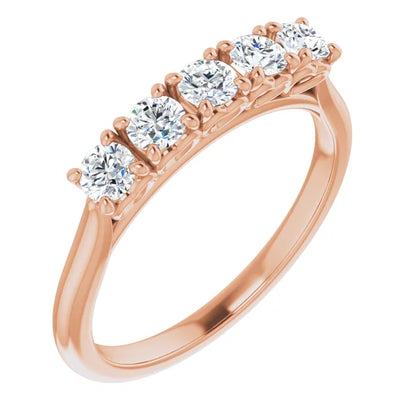 Five Stone Round Brilliant Moissanite Anniversary Band