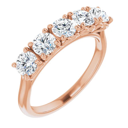 Five Stone Round Brilliant Moissanite Anniversary Band
