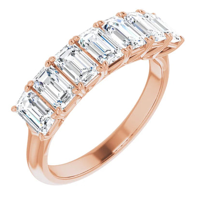 Seven Stone Emerald Cut Moissanite Anniversary Band