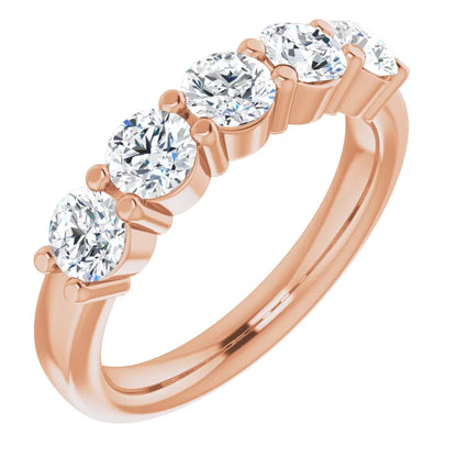Five Stone Round Brilliant Moissanite Anniversary Band