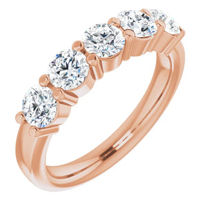 Five Stone Round Brilliant Moissanite Anniversary Band
