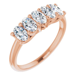 Five Stone Oval Cut Moissanite Anniversary Band