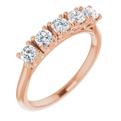 Five Stone Cushion Cut Moissanite Anniversary Band