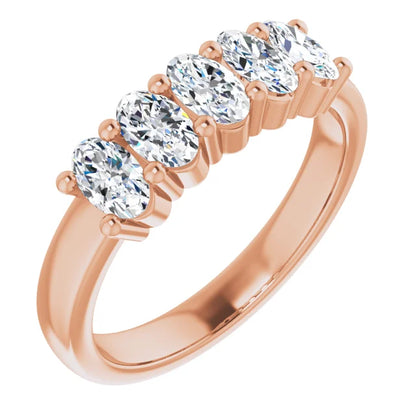 Five Stone Oval Cut Moissanite Anniversary Band