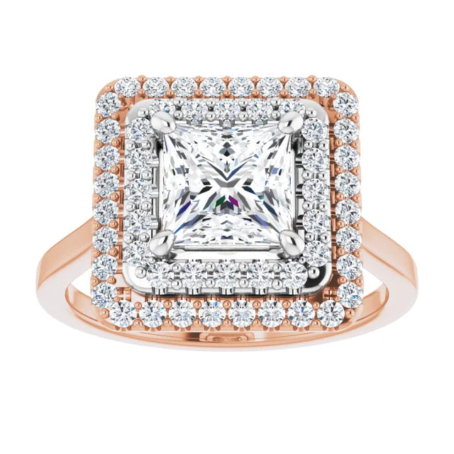 Princess Double Halo Style Engagement Ring