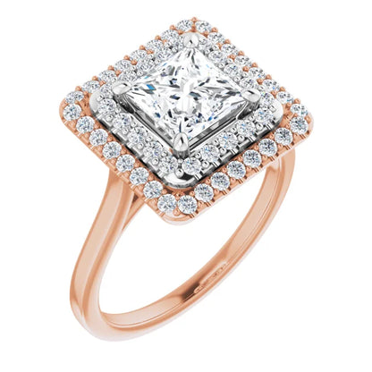 Princess Double Halo Style Engagement Ring