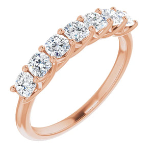 Seven Stone Cushion Cut Moissanite Anniversary Band