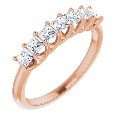 Seven Stone Princess Cut Moissanite Anniversary Band