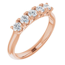 Five Stone Round Brilliant Moissanite Anniversary Band