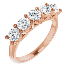 Five Stone Round Brilliant Moissanite Anniversary Band