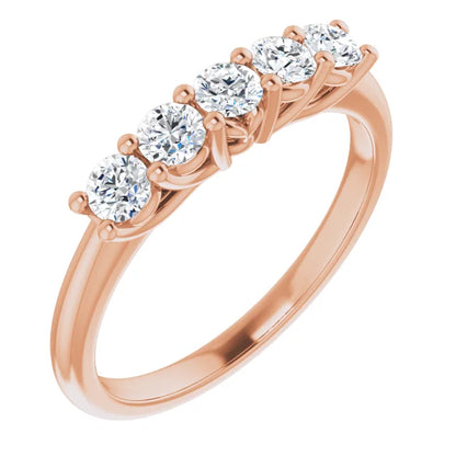 Five Stone Round Brilliant Moissanite Anniversary Band