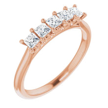 Five Stone Princess Cut Moissanite Anniversary Band