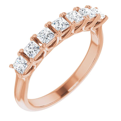 Seven Stone Princess Cut Moissanite Anniversary Band