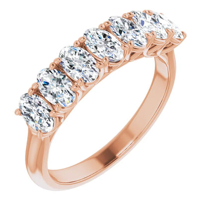 Seven Stone Oval Cut Moissanite Anniversary Band