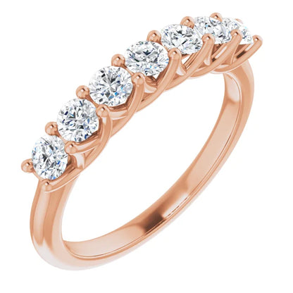 Seven Stone Round Brilliant Moissanite Anniversary Band