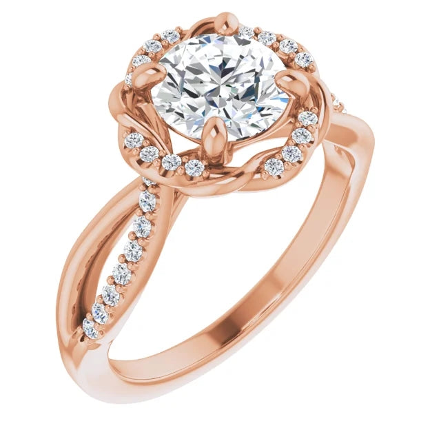 Round Brilliant Antique Inspired Design Engagement Ring