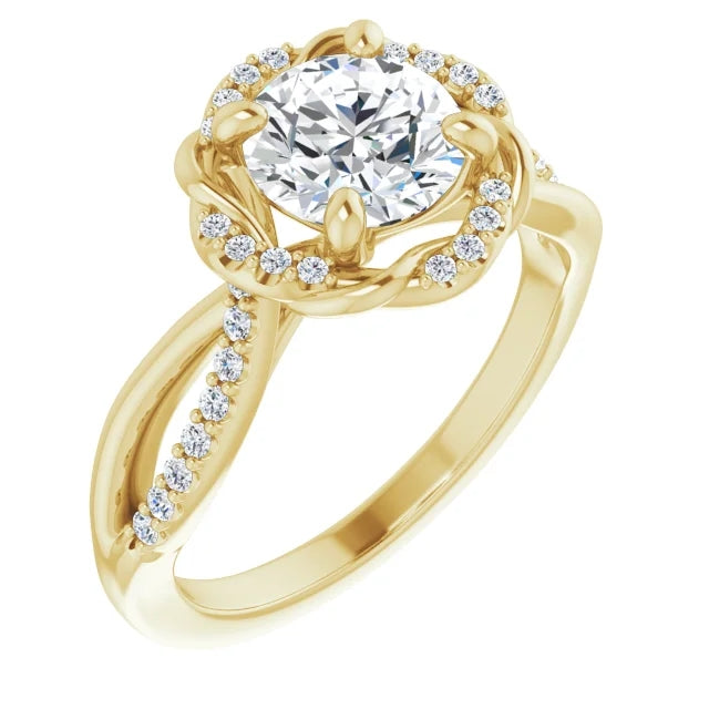 Round Brilliant Antique Inspired Design Engagement Ring