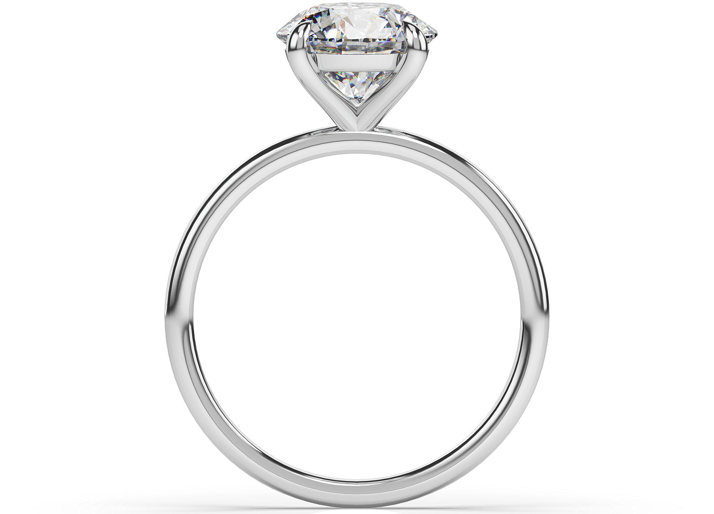 Round Brilliant Four Claw Thin Band Solitaire Engagement Ring