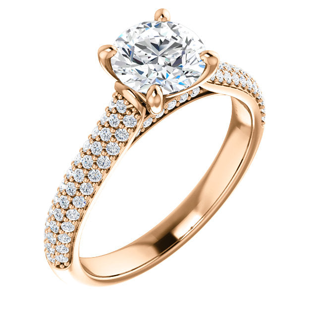 Round Brilliant Pave Style Engagement Ring - I Heart Moissanites