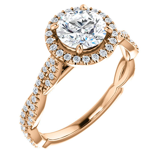 Round Brilliant Twist Halo Style Engagement Ring - I Heart Moissanites