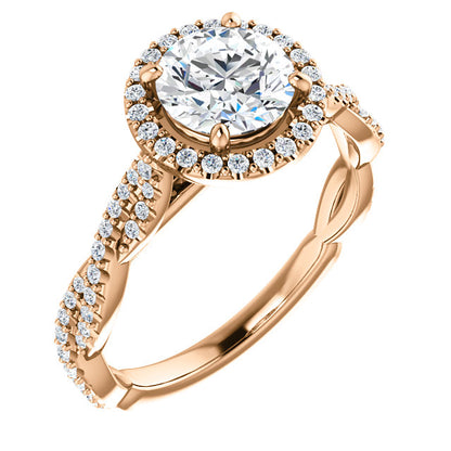 Round Brilliant Twist Halo Style Engagement Ring - I Heart Moissanites