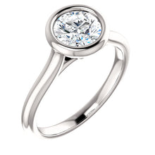 Solitaire Round Brilliant Cut Bezel Engagement Ring - I Heart Moissanites