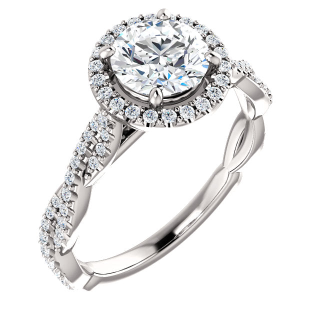 Round Brilliant Twist Halo Style Engagement Ring - I Heart Moissanites