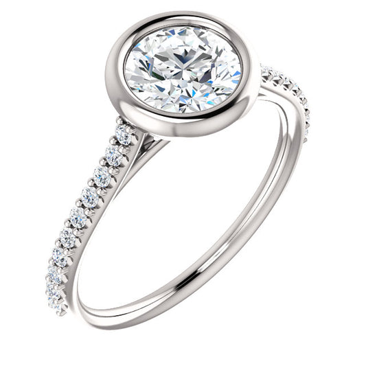 Round Brilliant Bezel Style Engagement Ring - I Heart Moissanites