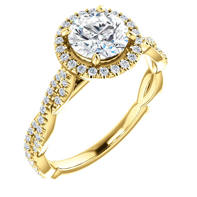 Round Brilliant Twist Halo Style Engagement Ring - I Heart Moissanites