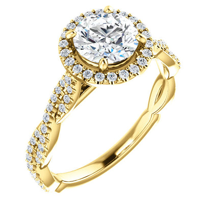 Round Brilliant Twist Halo Style Engagement Ring - I Heart Moissanites