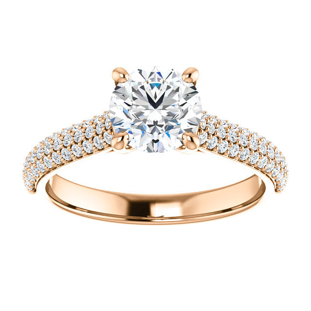 Round Brilliant Pave Style Engagement Ring - I Heart Moissanites