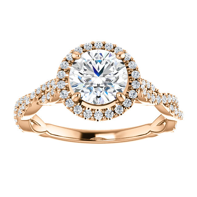 Round Brilliant Twist Halo Style Engagement Ring - I Heart Moissanites