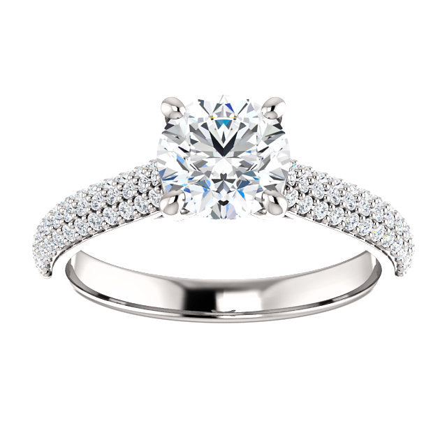 Round Brilliant Pave Style Engagement Ring - I Heart Moissanites