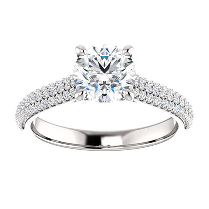 Round Brilliant Pave Style Engagement Ring - I Heart Moissanites
