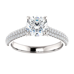 Round Brilliant Pave Style Engagement Ring - I Heart Moissanites